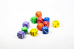 New Dice 12mm 6-sided Red Orange Yellow Green Blue Purple Small Rainbow 12 Dice - 