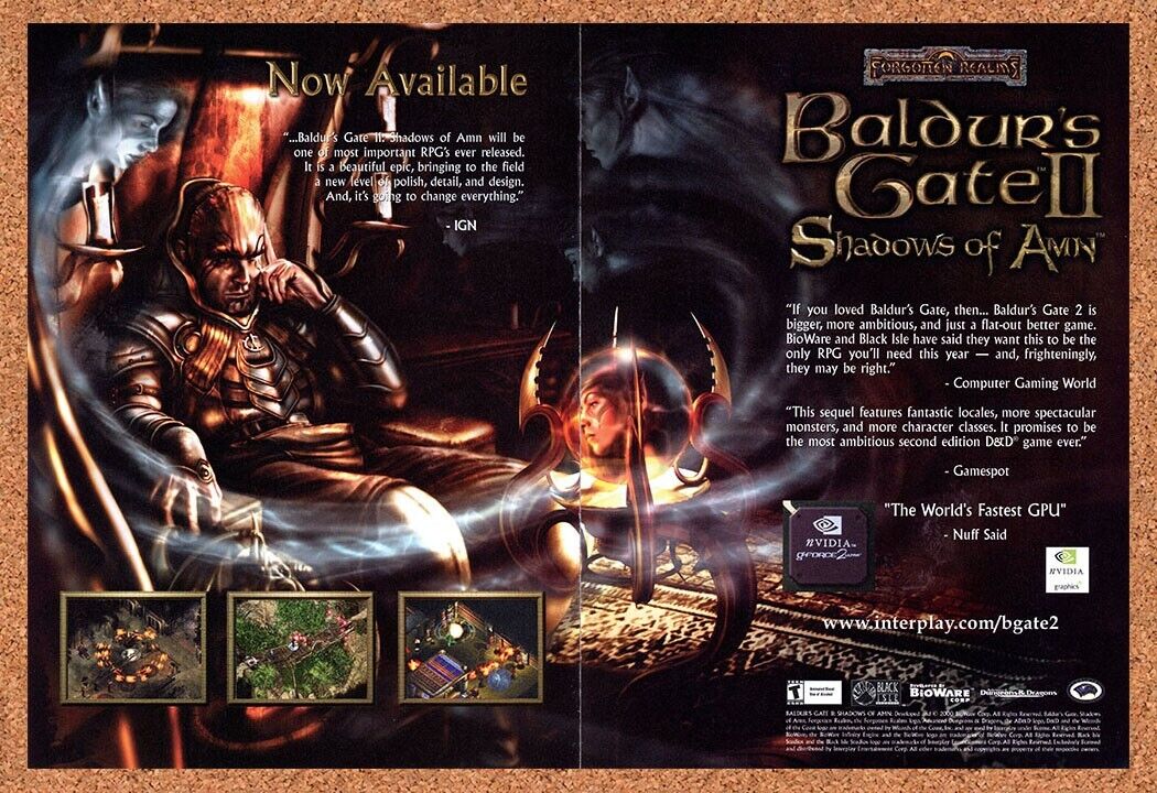 2002 Baldur's Gate II Shadows Amn PC Original Ad