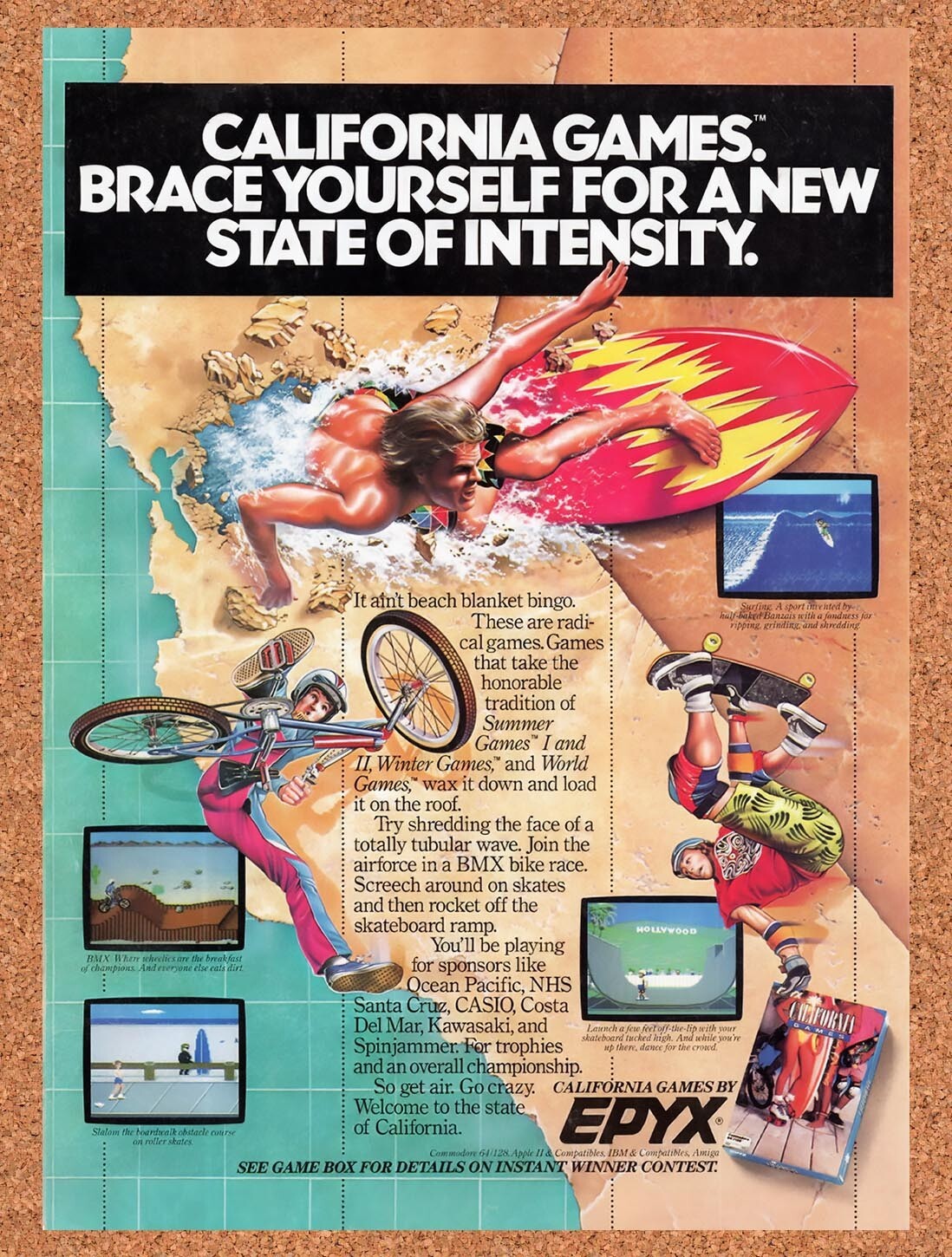 1988 California Games Commodore-64 Original Ad v1