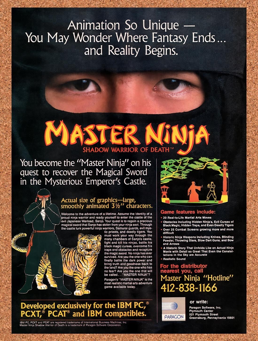 1987 Master Ninja Shadow Warrior Of Death IBM Original Ad v1