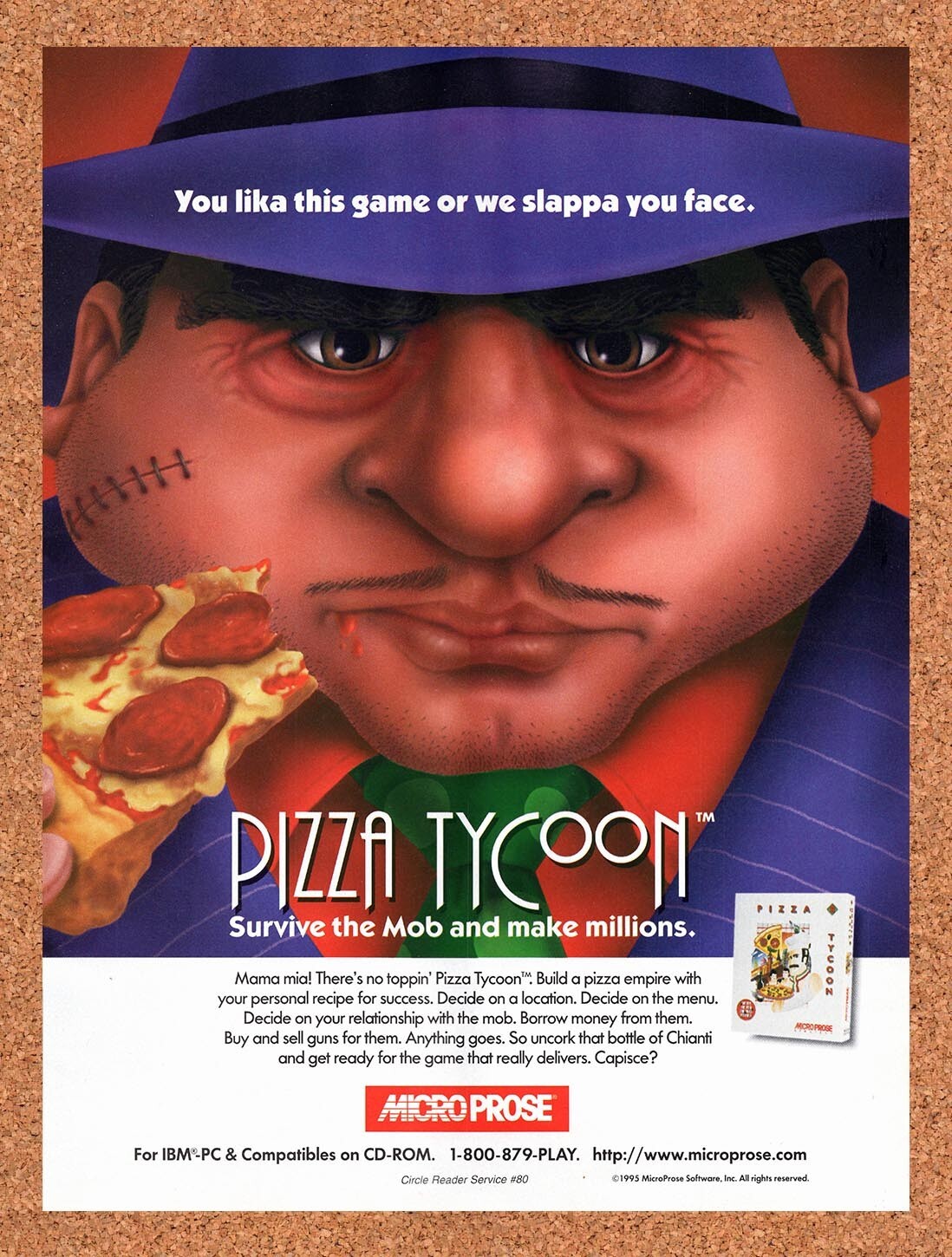 1995 Pizza Tycoon PC Original Ad v1