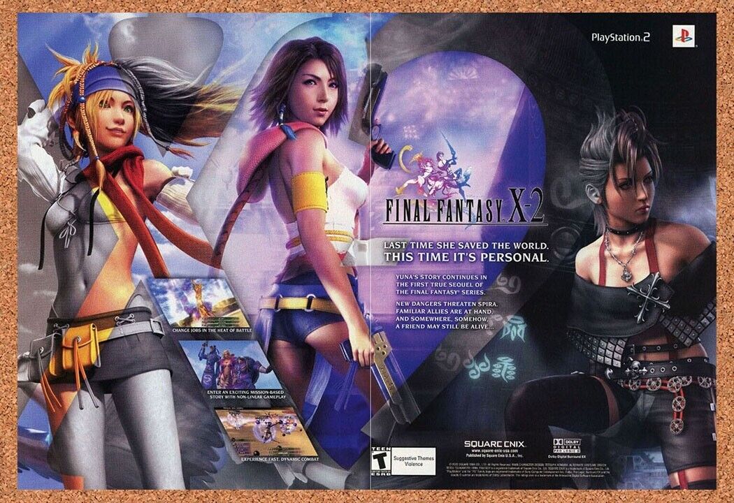 2002 Final Fantasy X-2 Yuna PS2 Original Ad
