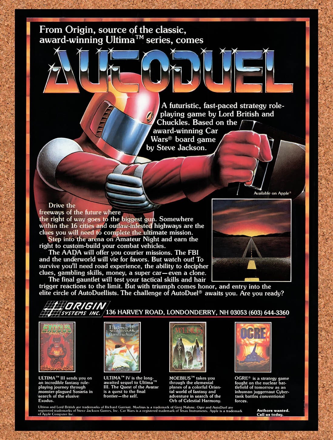 1987 AutoDuel Atari ST Original Ad v1