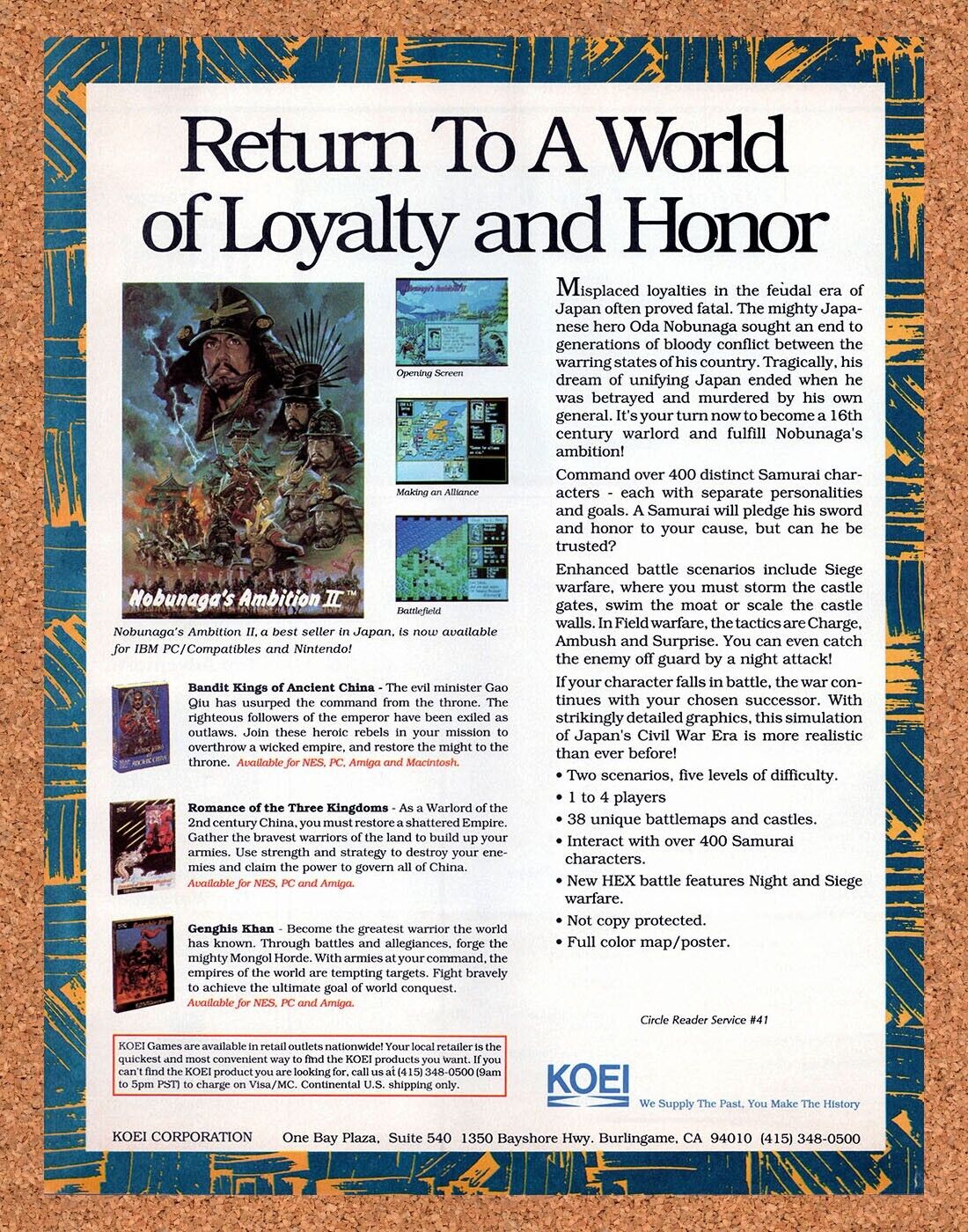 1991 Nobunaga's Ambition 2 PC Original Ad
