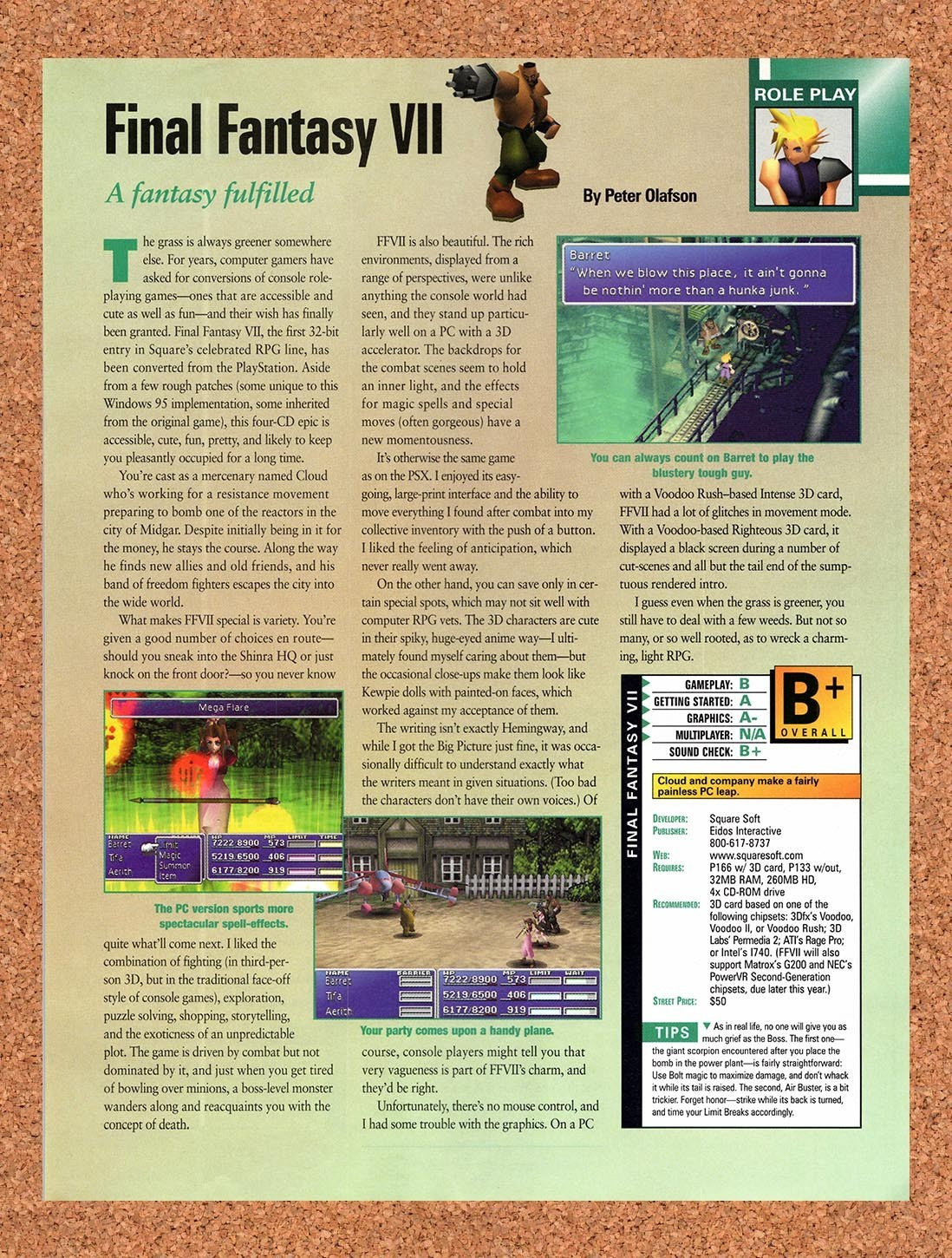 1998 Final Fantasy VII PC Preview Original Ad vr11