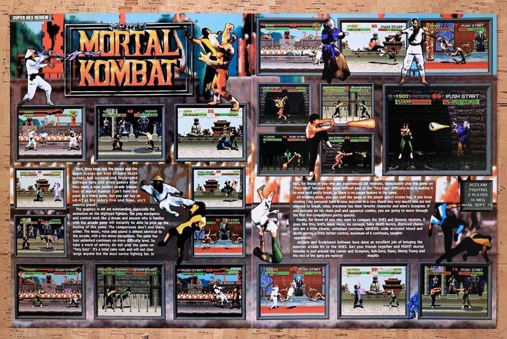 1993 Mortal Kombat SNES Original Ad v29