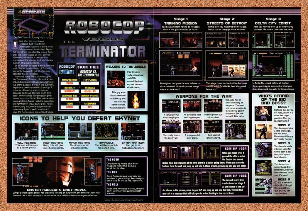 1993 Robocop Vs Terminator Genesis Original Ad v3
