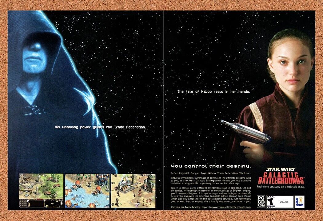 2001 Star Wars Galactic Battlegrounds PC Original Ad v2