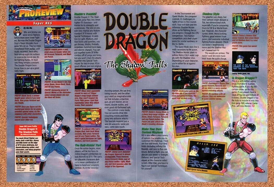 1994 Double Dragon V The Shadow Falls SNES Original Ad v3
