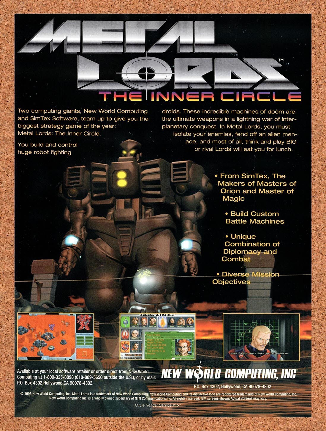 1995 Metal Lords The Inner Circle PC Original Ad v1