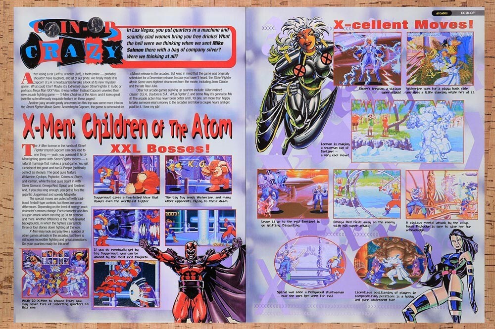 1995 X-Men Children Of The Atom Coin-Op Original Ad v2