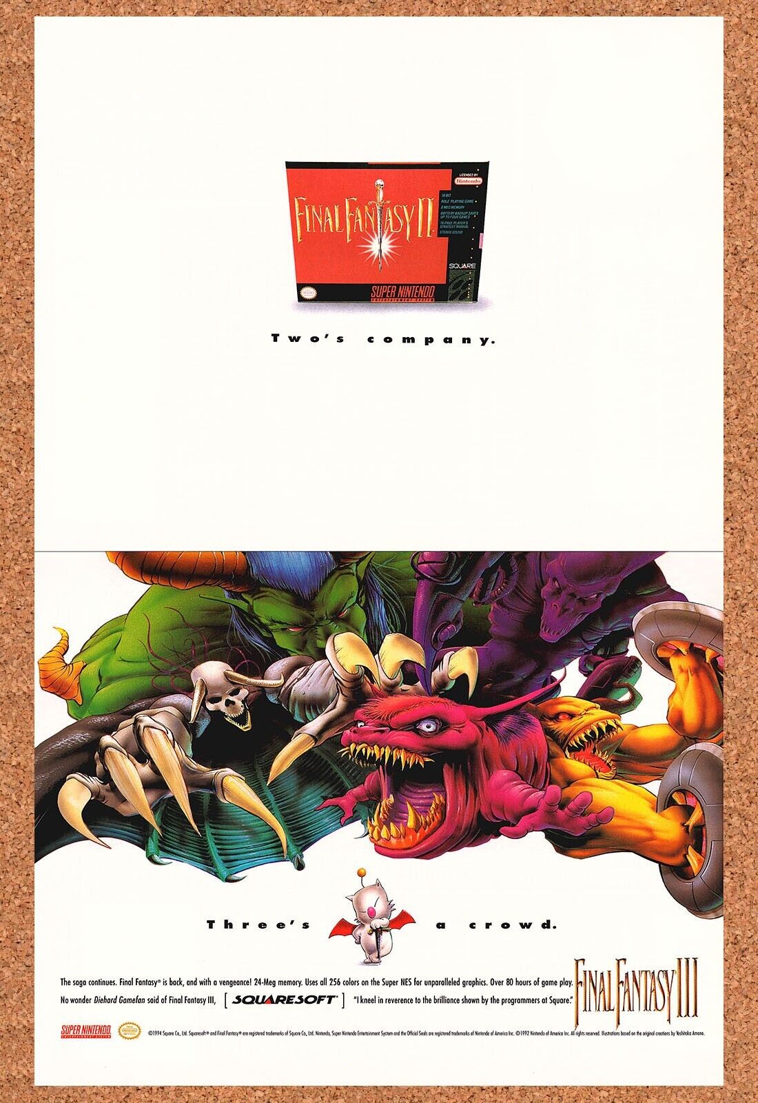 1994 Final Fantasy III SNES Original Ad