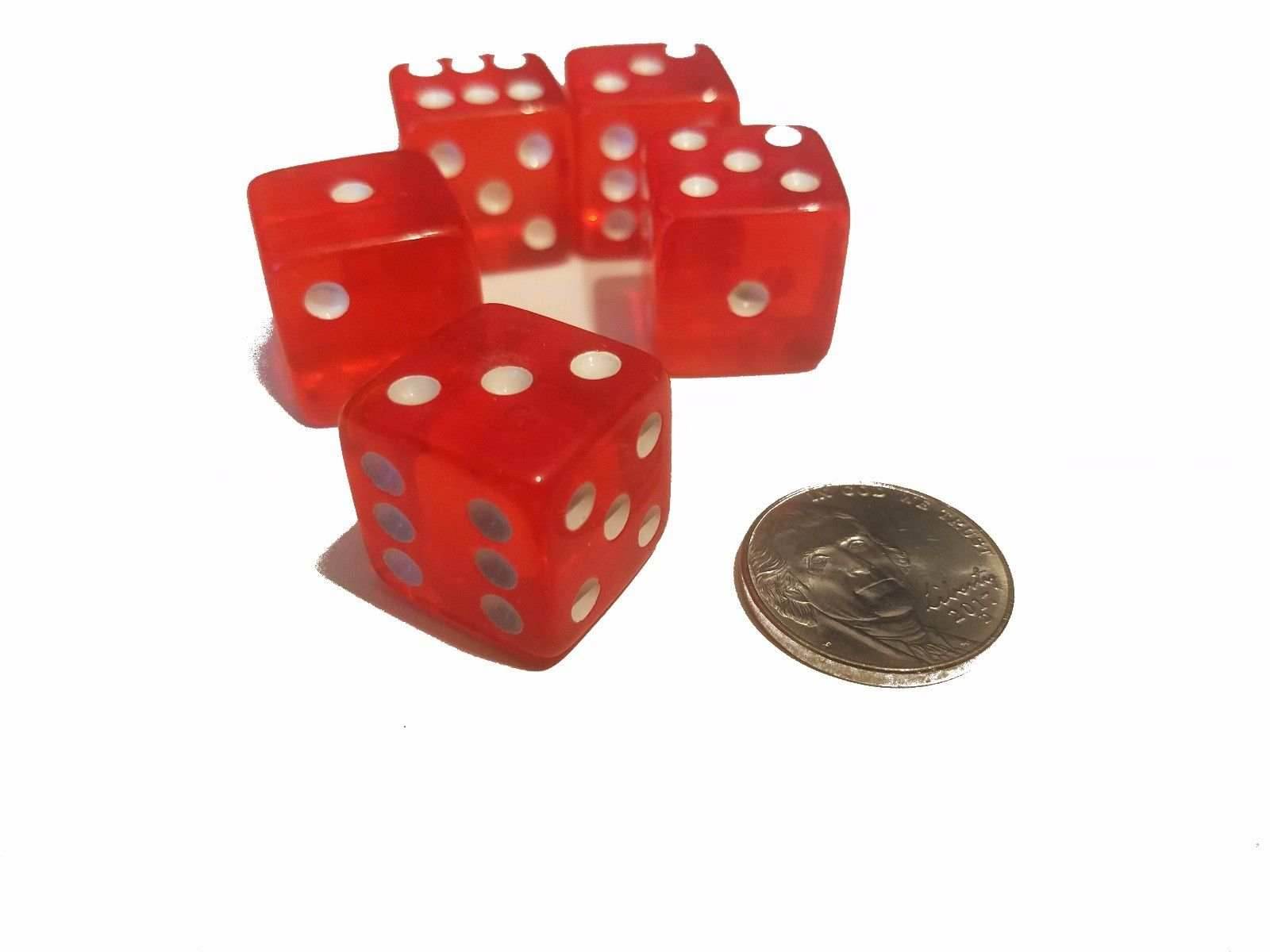 5 BRAND NEW Red DICE 19mm 5 Great DICE Casino PLAY Home Games Crafts BIG FUN - 