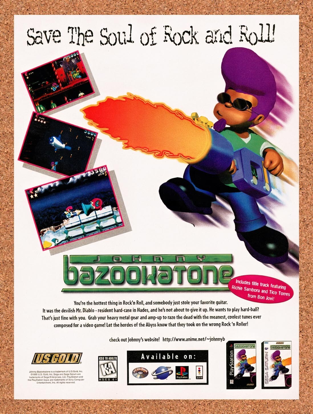 1996 Johnny Bazookatone Saturn Original Ad v1