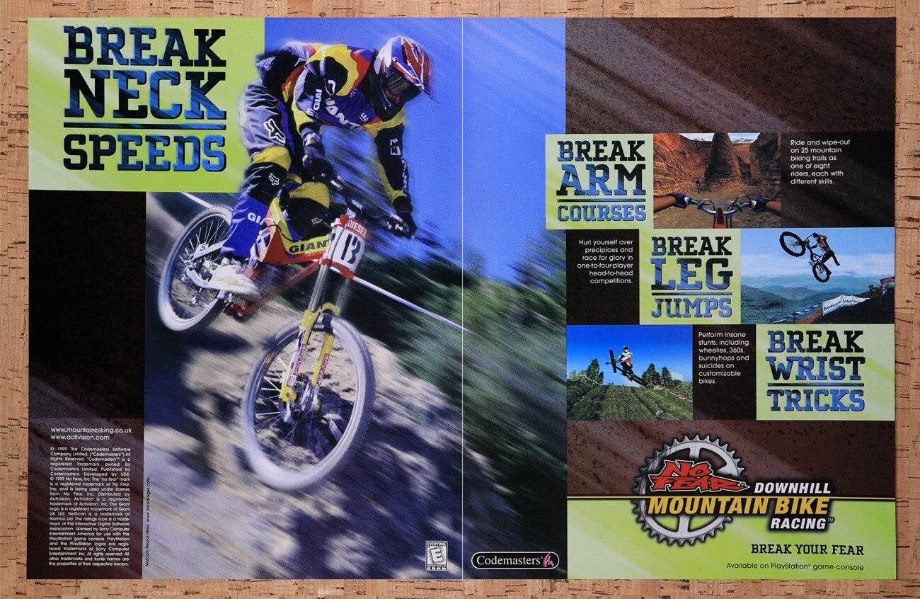 1999 NO FEAR Downhill Mountain Biking PS1 Original Ad v1