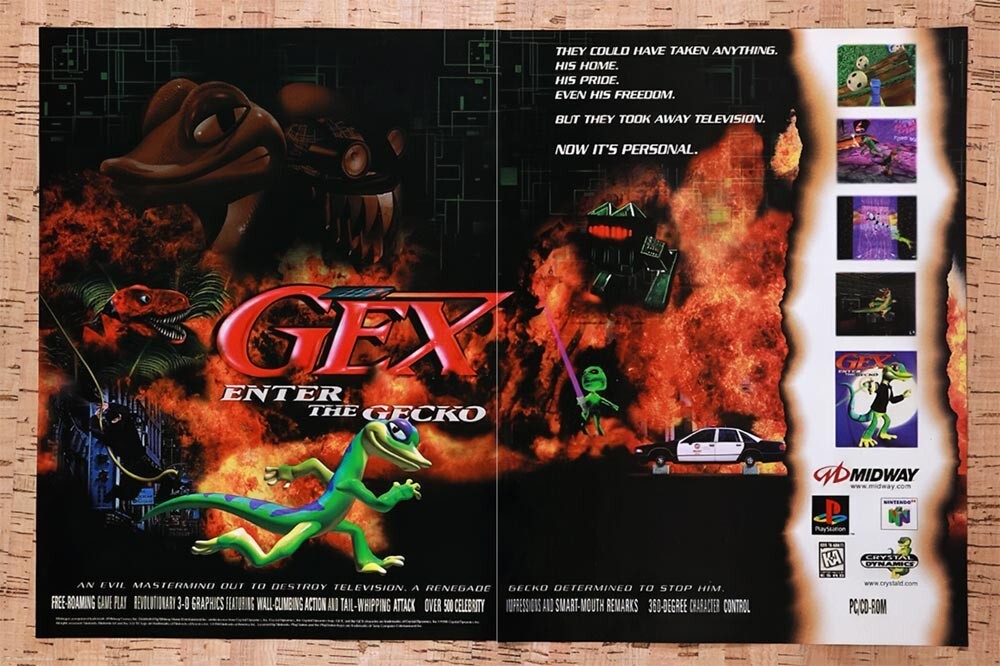 1998 Gex Enter the Gecko N64 Original Ad v3