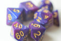 NEW Royal Purple & Blue Regal Swirl Poly Dice Set (7) RPG DnD w/ Gold Numbers - 