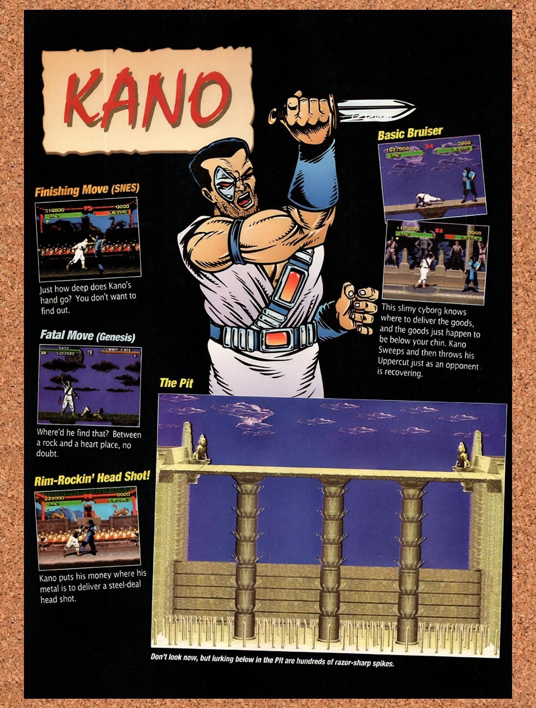 1993 Mortal Kombat Profile Kano Profile Original Ad vr1