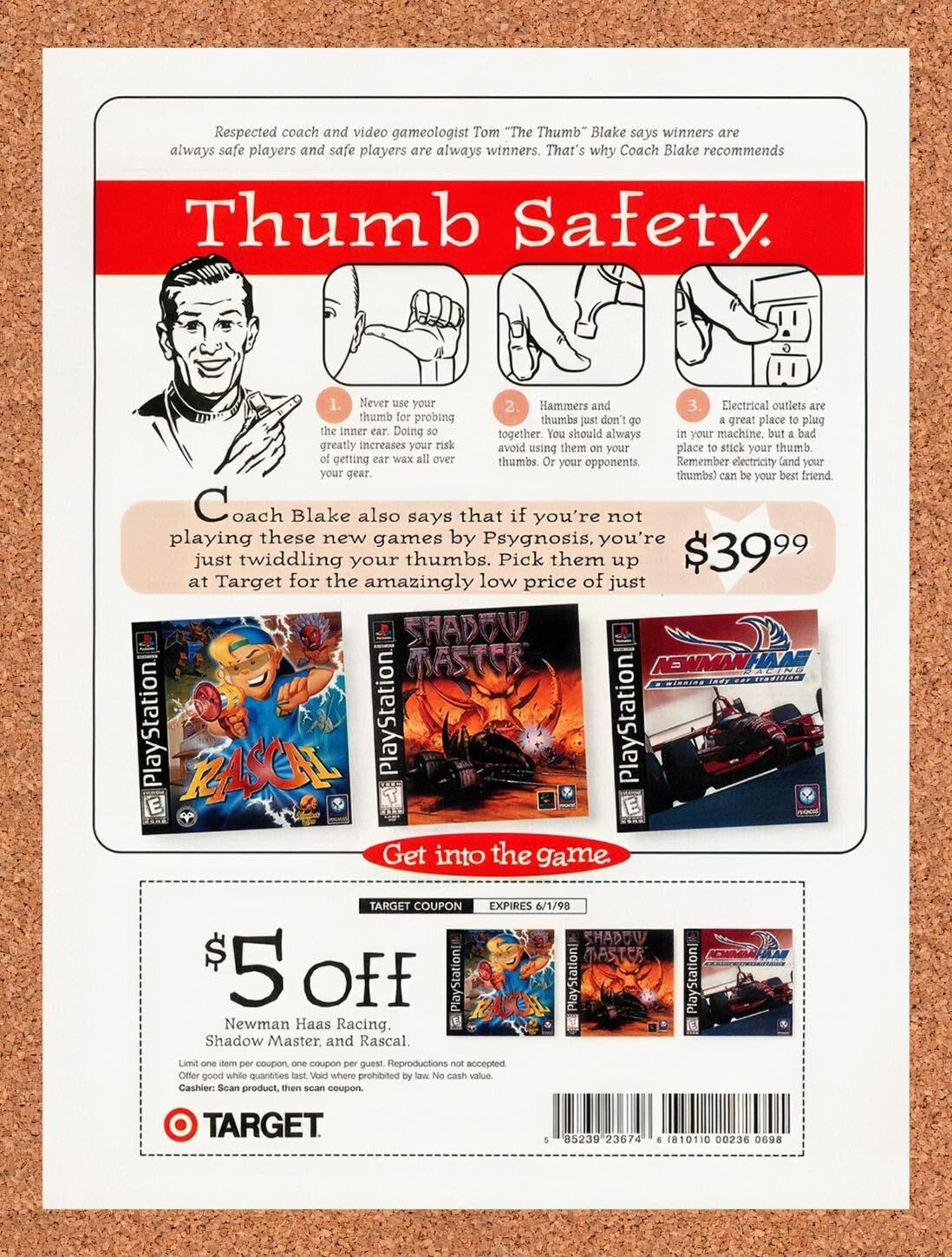 1998 Target Psygnosis PS1 Games Original Ad v3