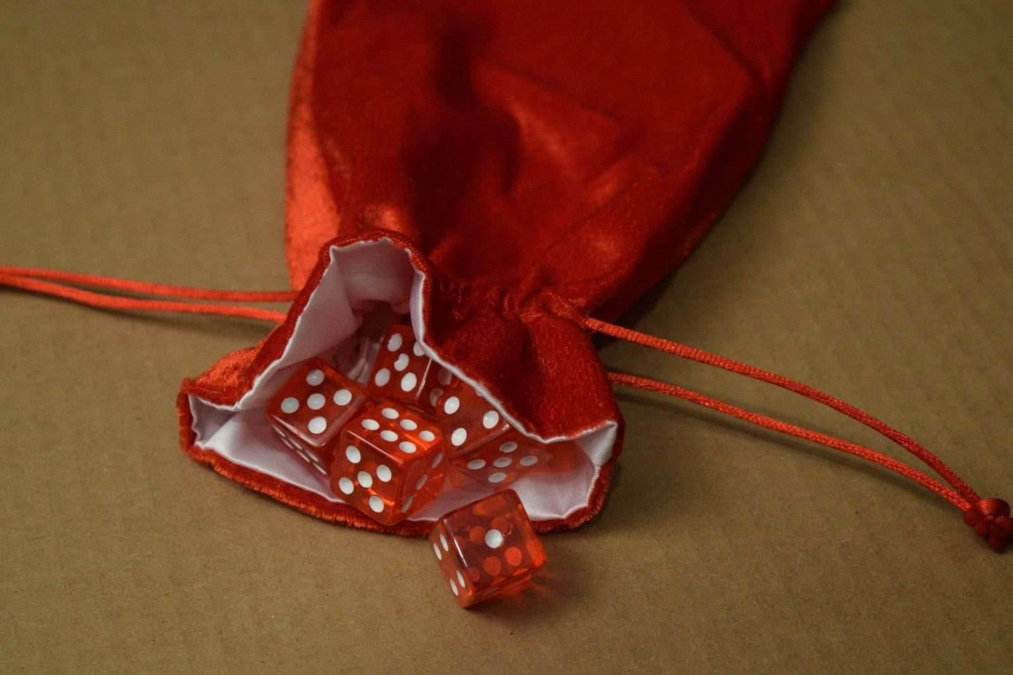 NEW Large Red Velvet RPG Game Dice Bag w/ White Satin Lining Counter Pouch Gift - 