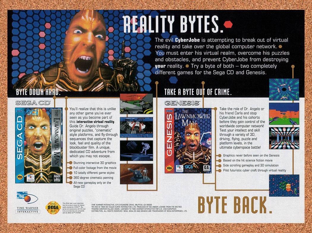 1995 Lawnmower Man Genesis Original Ad v2