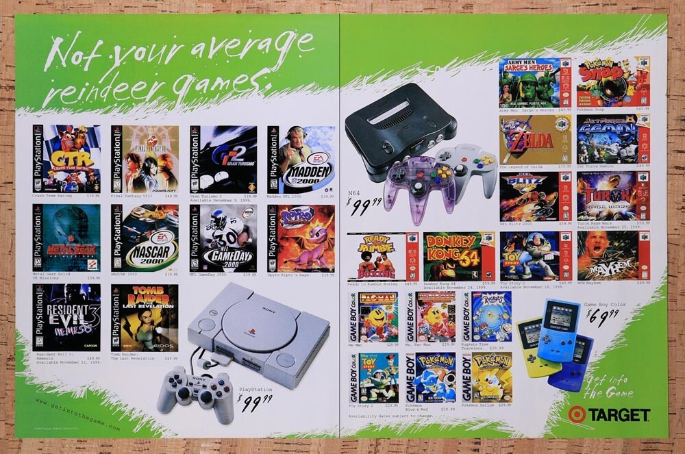 1999 Target Christmas N64 PS1 Games Original Ad v4