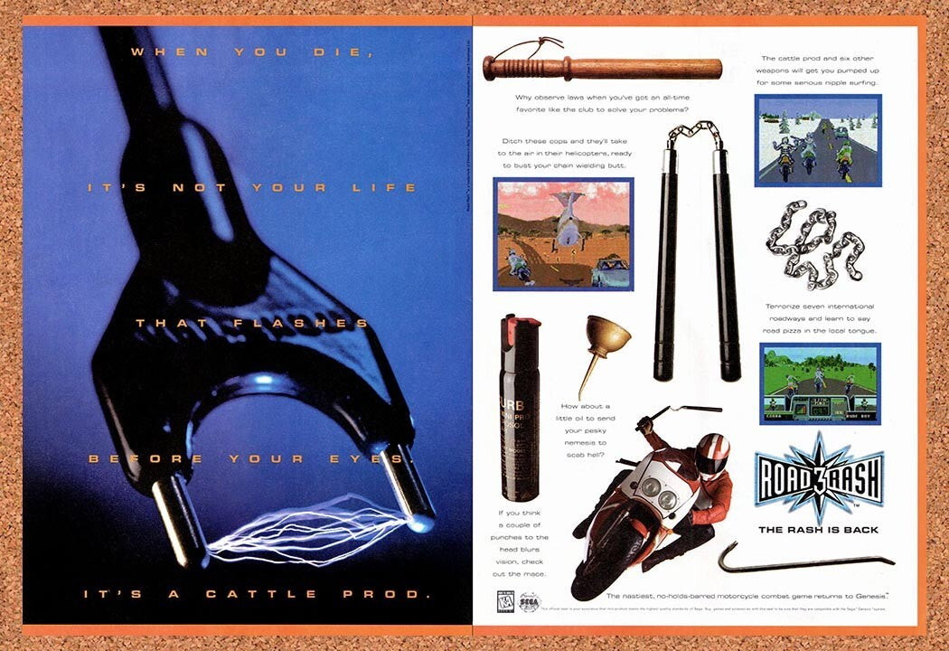 1995 Road Rash 3 Genesis Original Ad v2