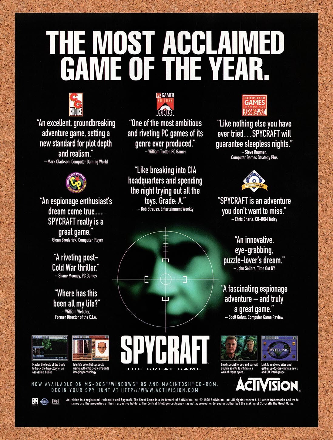 1996 Spycraft The Great Game PC Original Ad v1