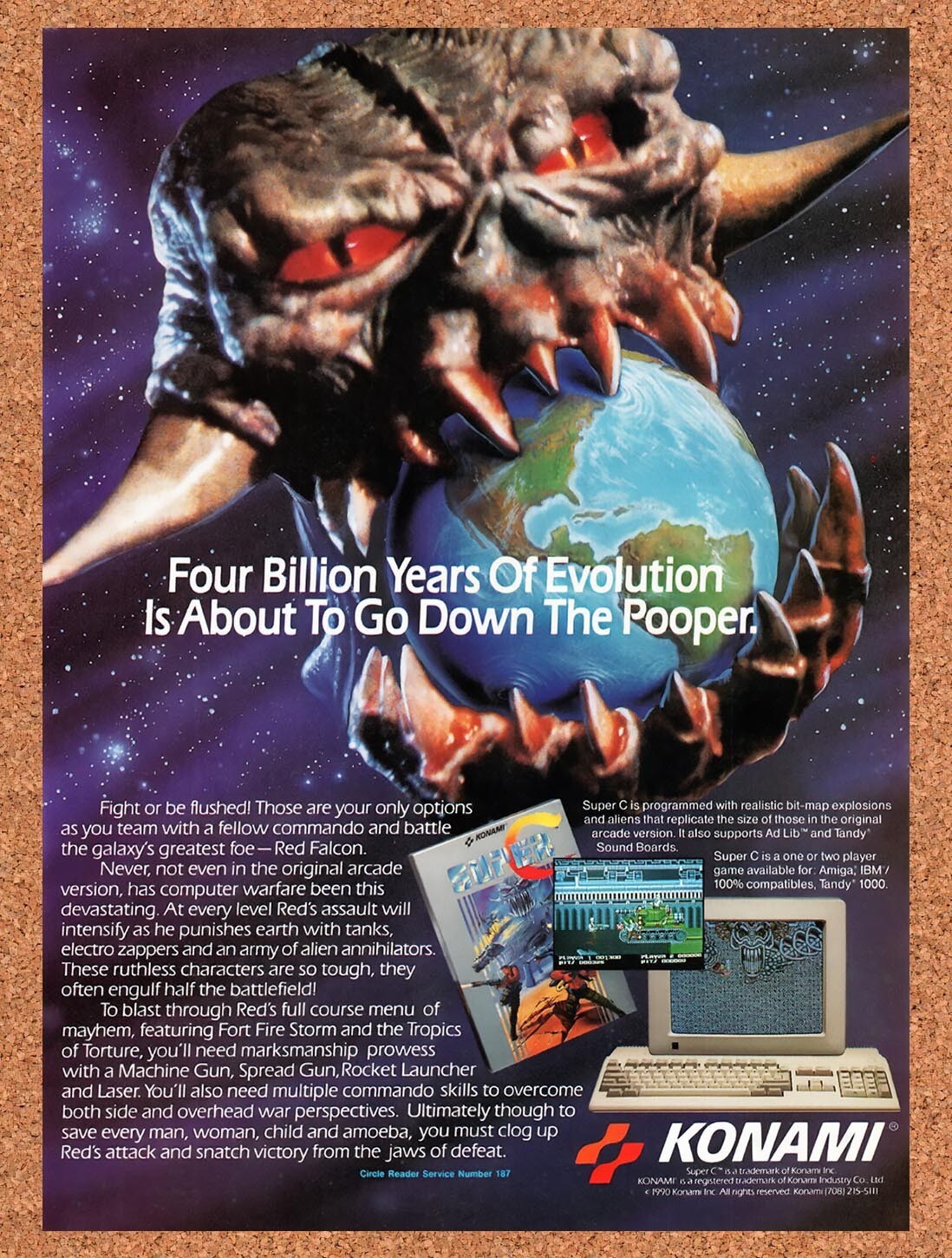 1990 Super C Contra Amiga Original Ad v3