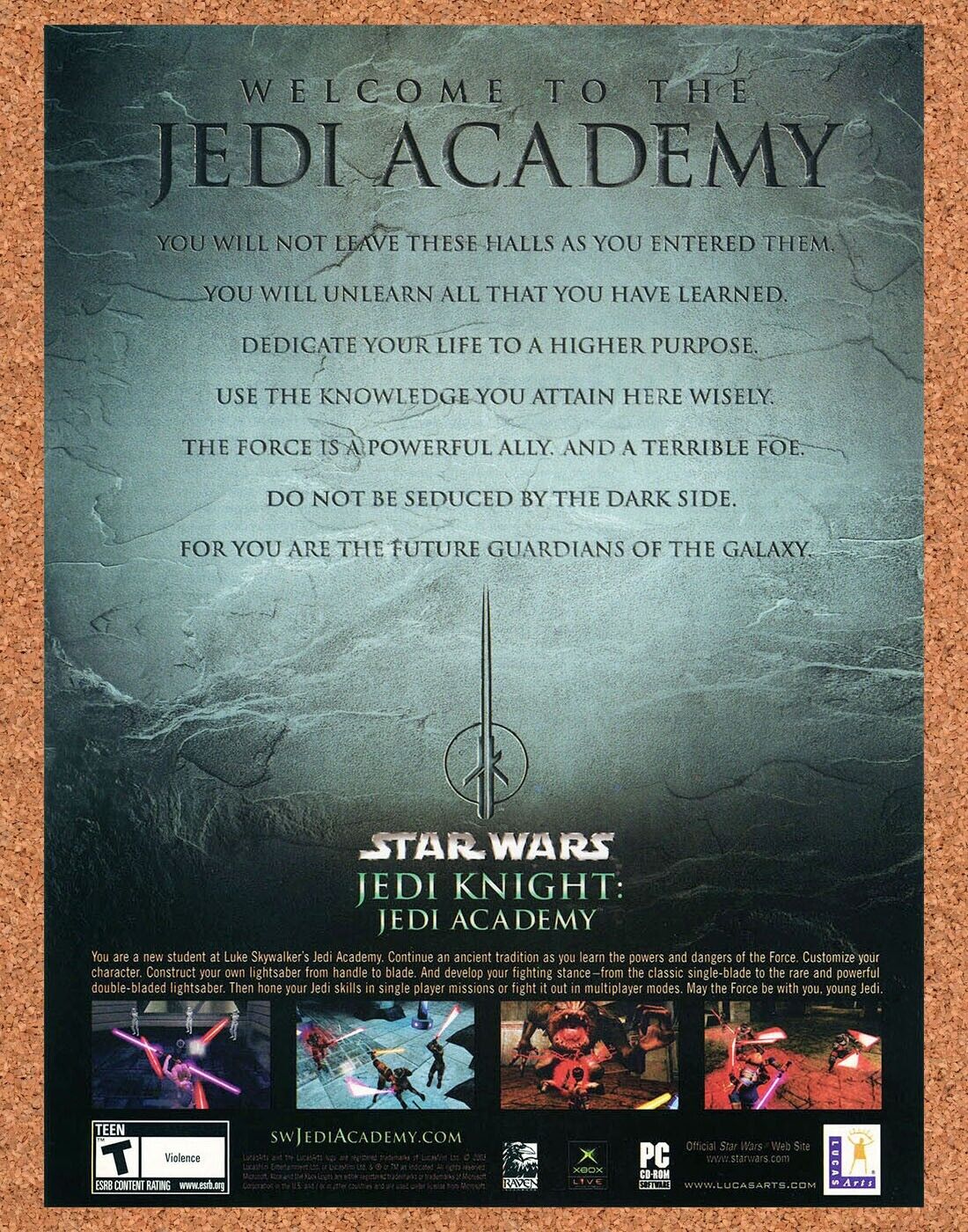2005 Star Wars Jedi Knight Jedi Academy PC Original Ad
