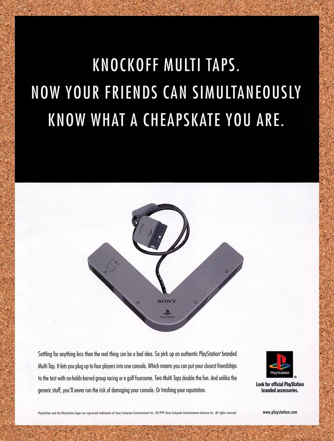1999 Sony PS1 Multi Tap Original Ad v12