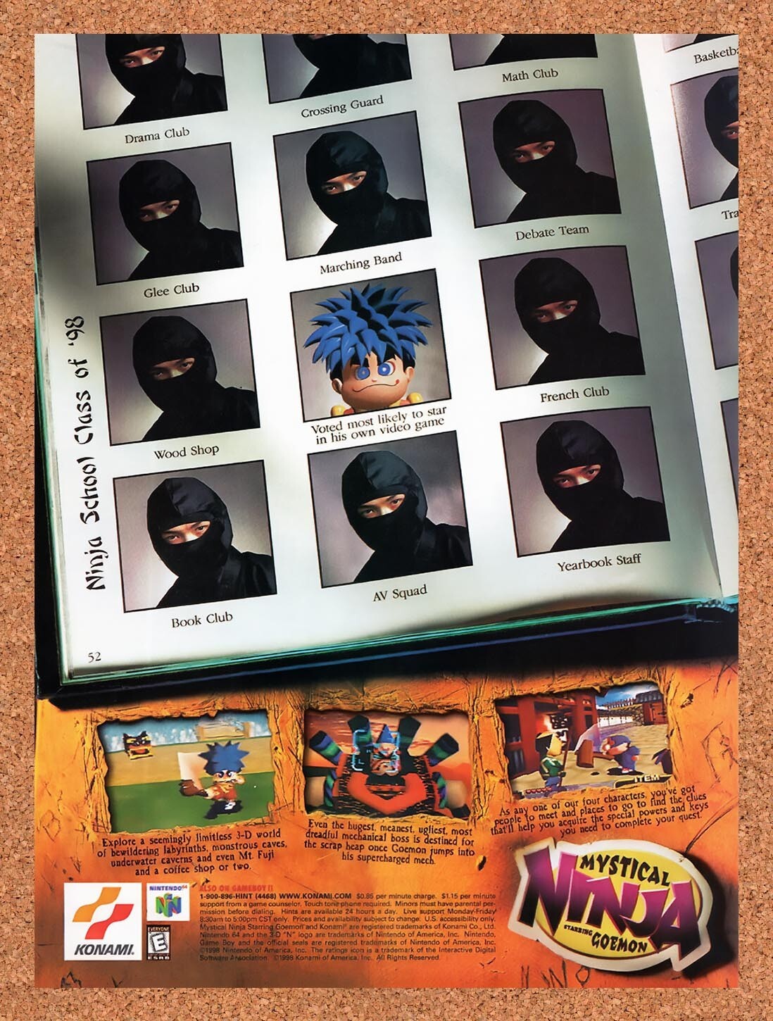 1998 Mystical Ninja Starring Goemon N64 Original Ad v1