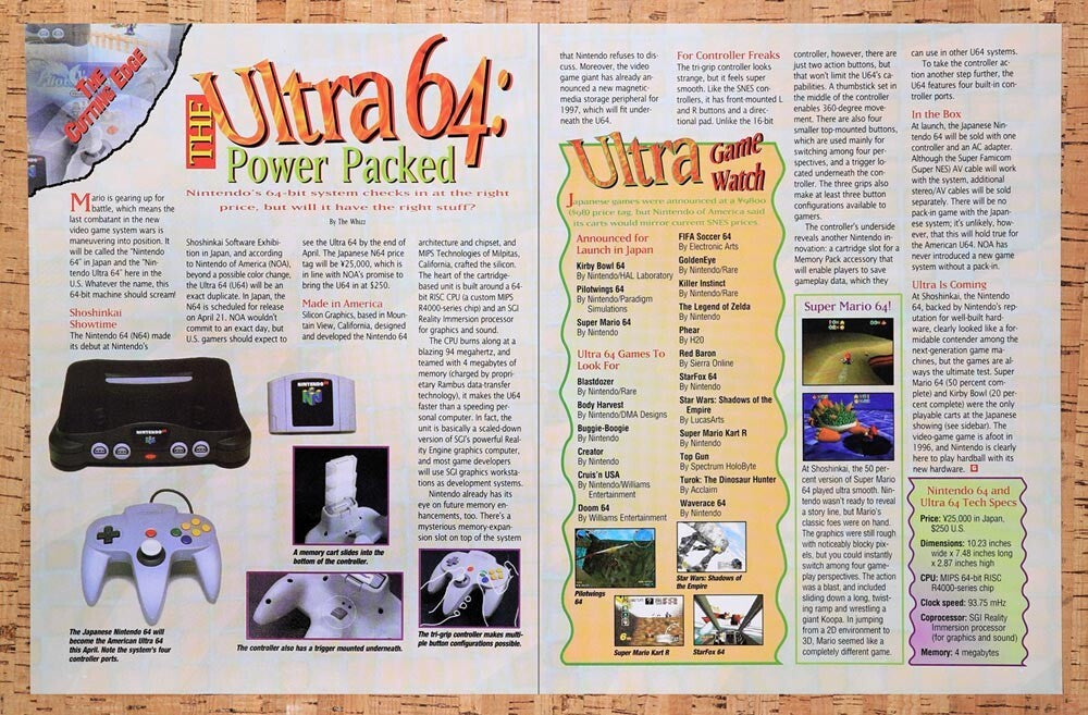 1996 Nintendo N64 Console Pre-Launch Review Original Ad v8