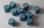 Rare Unreleased 16mm Cyan Blue Dice Set (10) Chessex with White Pips Limited - 