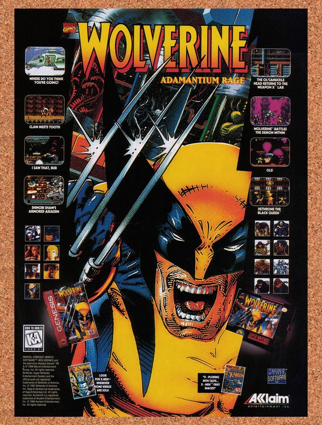 1995 Wolverine Adamantium Rage Genesis Original Ad v2