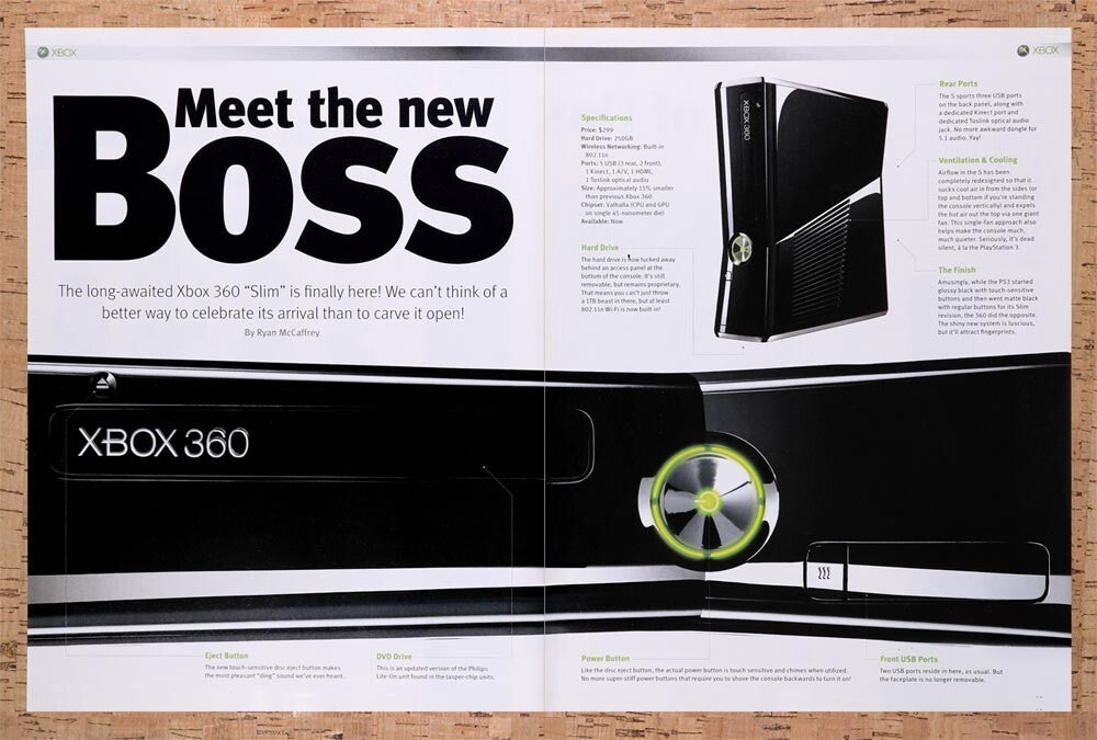 2010 Microsoft Xbox 360 Slim Console Preview Original Ad v2