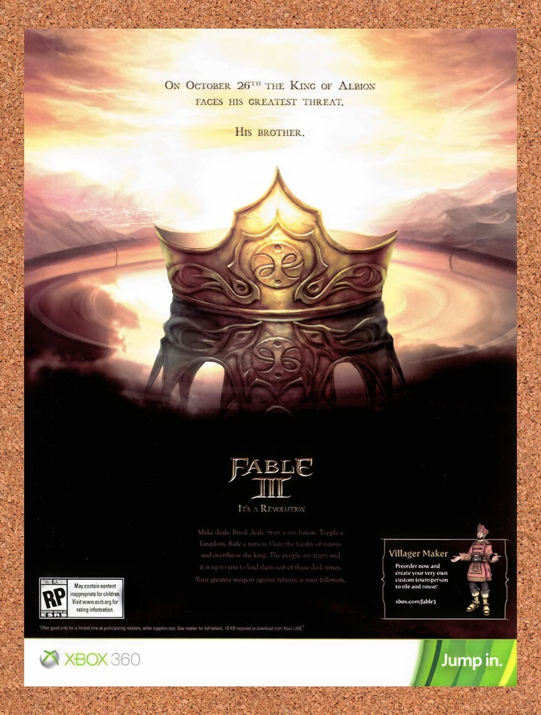 2010 Fable III Xbox 360 Original Ad v1