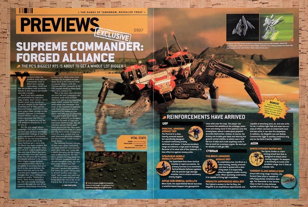 2007 Supreme Commander Forged Alliance PC Review Original Ad v2