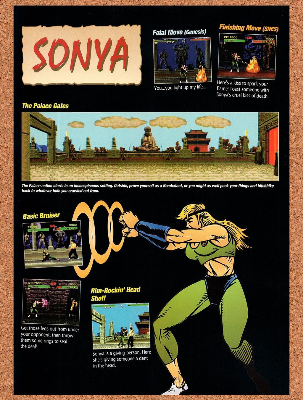 1993 Mortal Kombat Profile Sonya Profile Original Ad vr8
