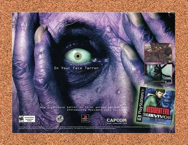 2001 Resident Evil Survivor PS1 Original Ad v2