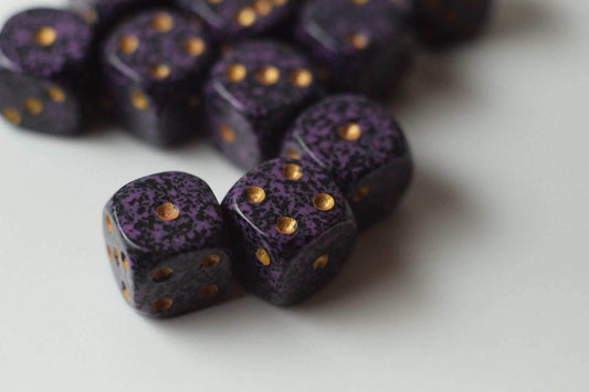 Hurricane Speckled 12mm D6 Pipped | Small Pipped Purple Dice (sold per piece) - 