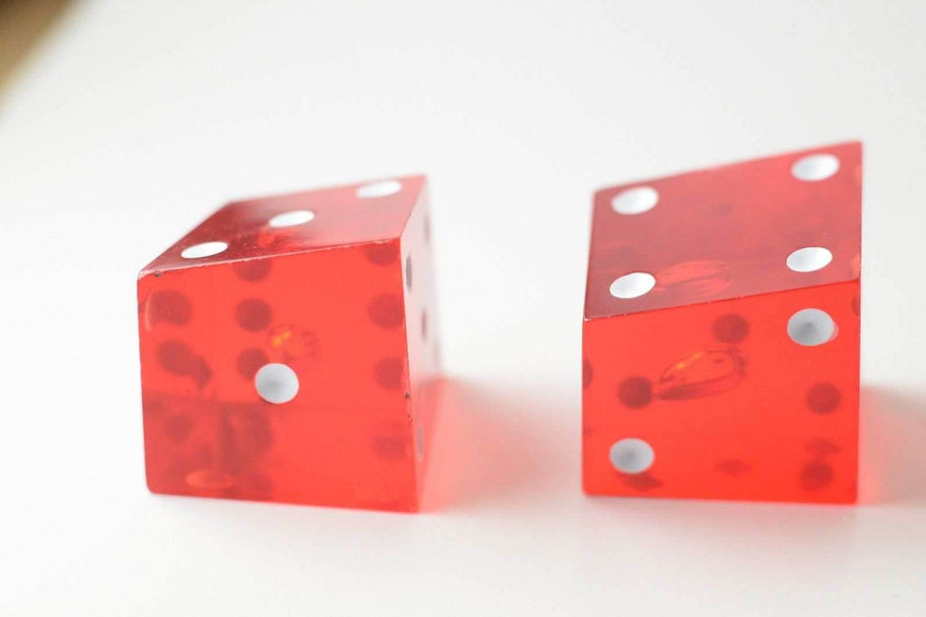 New Set of 2 Large Crooked Red Dice Whacky Crazy Trippy Gag Novelty Funny Gift - 
