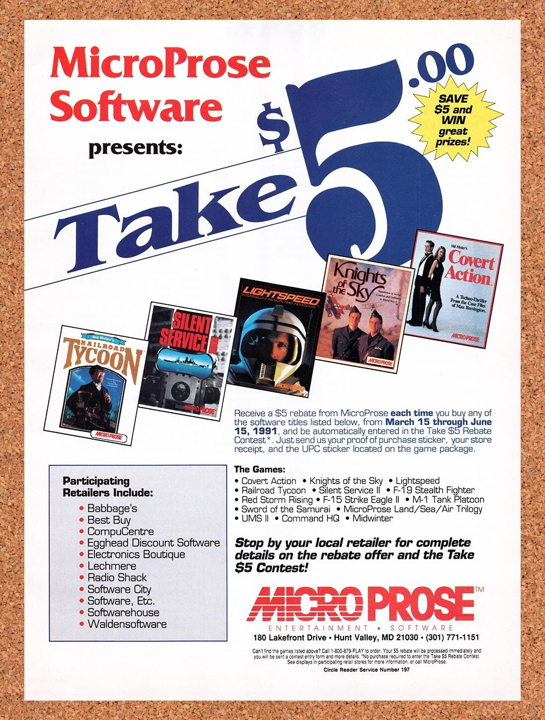 1991 MicroProse PC Games Original Ad v6