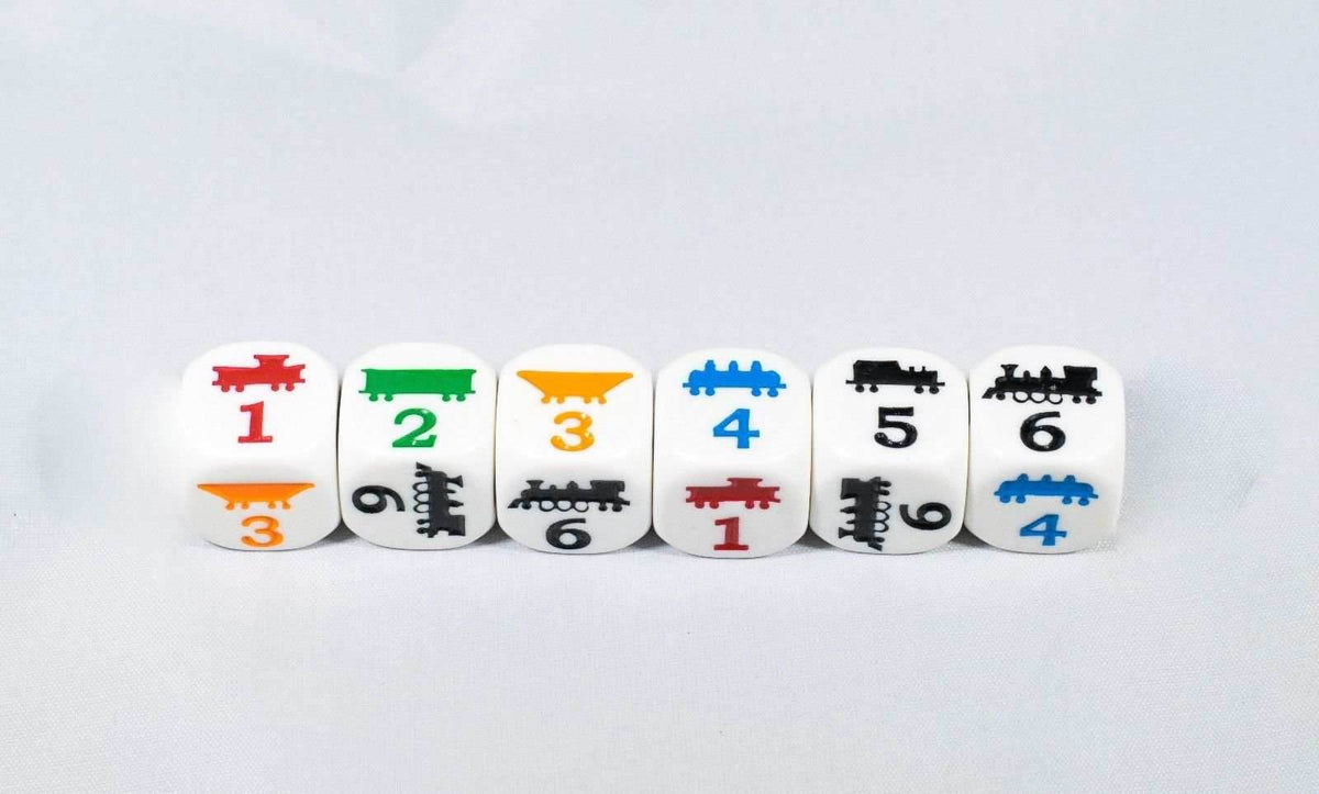 18mm Train Dice Colorful Learning Children Easy to Read Novelty Yahtzee School - 1