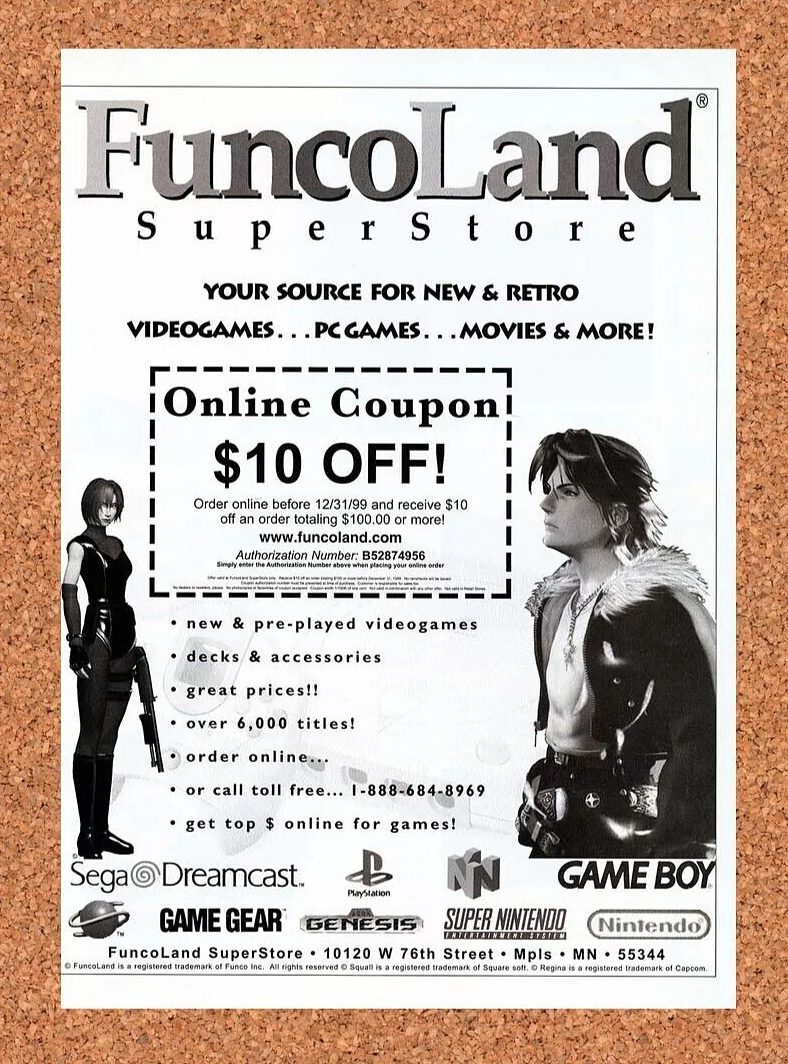 2007 Final Fantasy VIII PS1 FuncoLand Rebate Original Ad v1