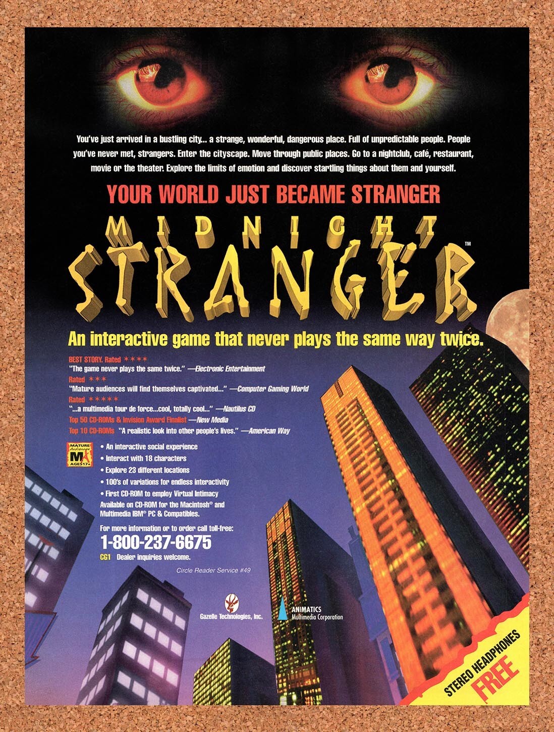 1995 Midnight Stranger PC Original Ad v1