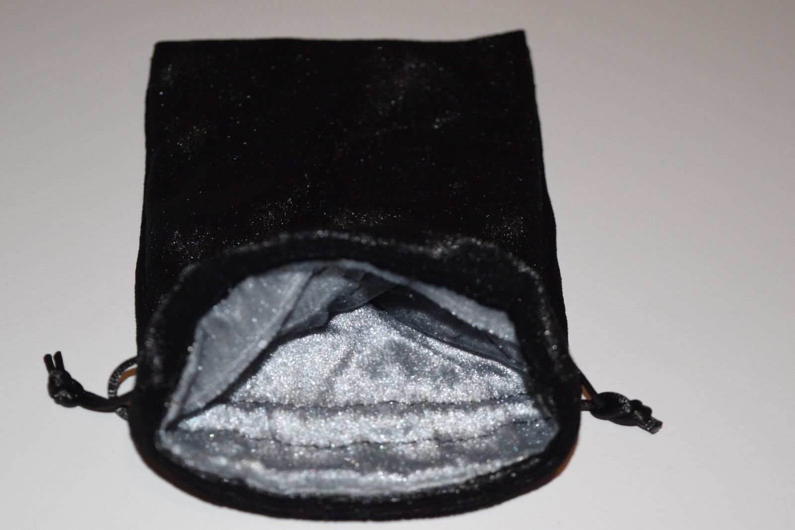 Large Black Velvet Gift Bag Game Dice Bag w/ Grey Velvet Lining Counter Pouch - 1
