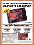 1993 MechWarrior SNES Original Ad v3