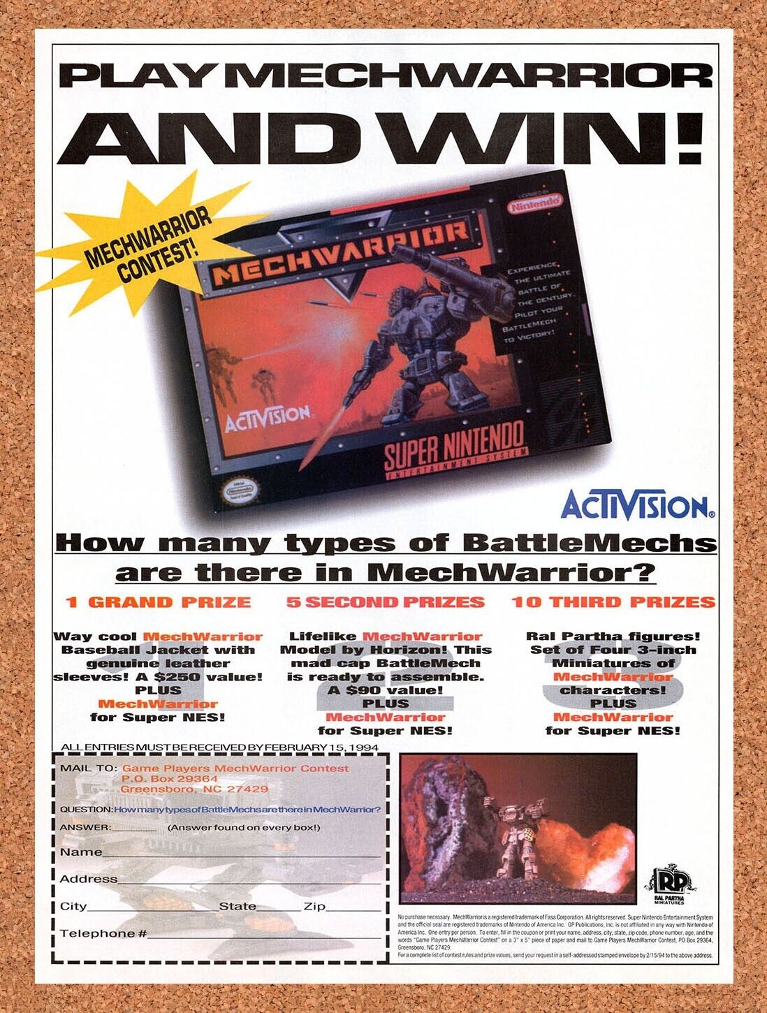 1993 MechWarrior SNES Original Ad v3