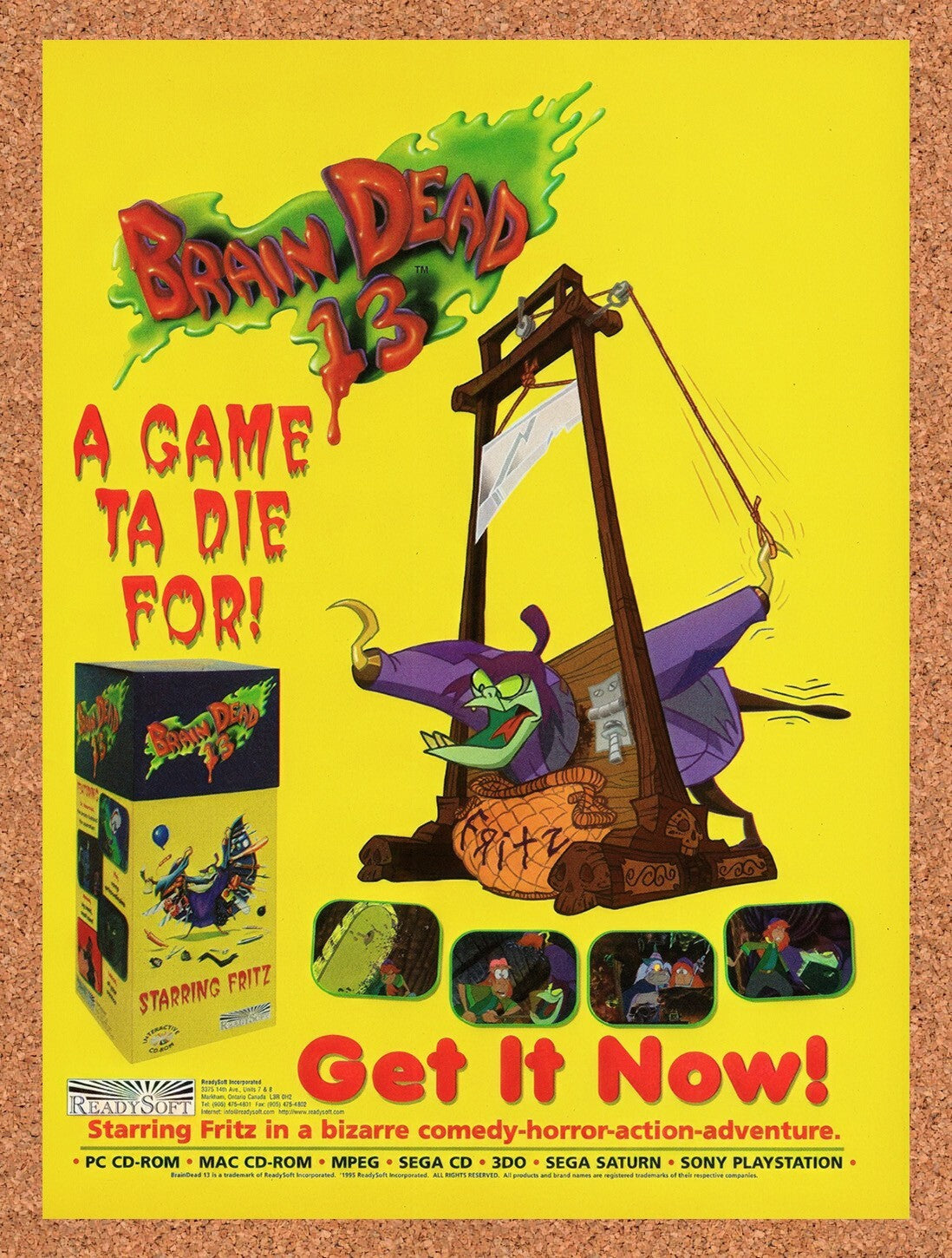 1995 Brain Dead 13 PC Original Ad v7